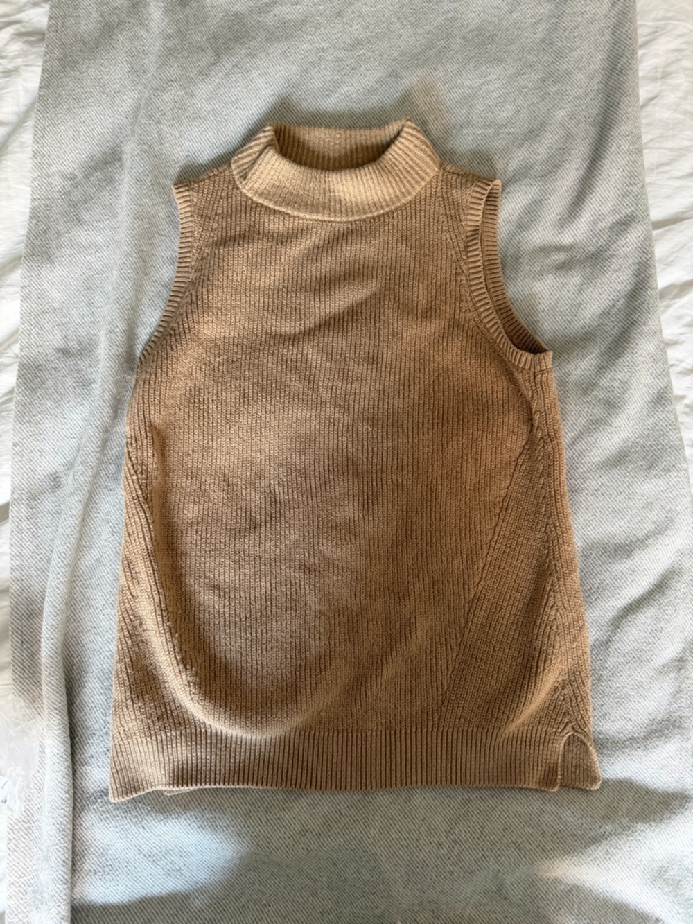 Ann Taylor Sleeveless Turtleneck Sweater Vest - Tan